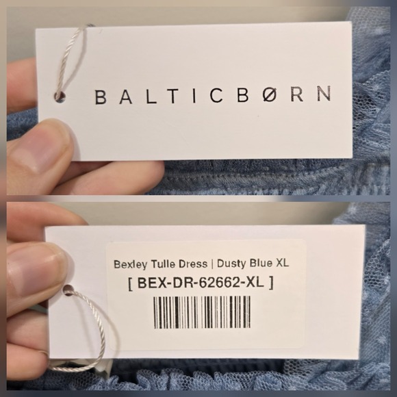 Baltic Born Bexley Tulle Midi Dress XL Dusty Blue Milkmaid Tiered Flutter Sleeve - Picture 8 of 10